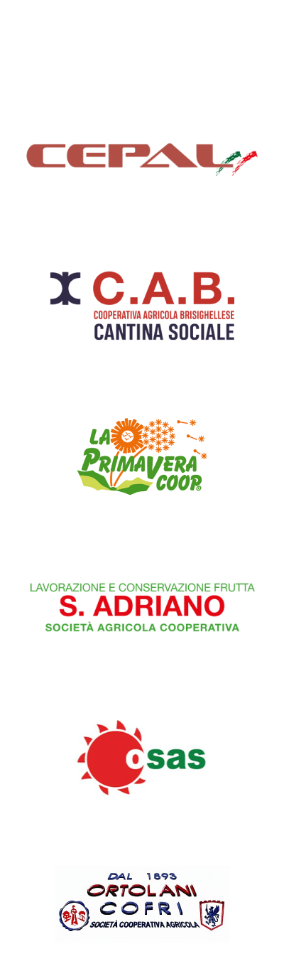 Loghi di CEPAL, CAB, La Primavera COOP, Soc- Agricola S. Adriano, Osas e Ortolani Cofri.